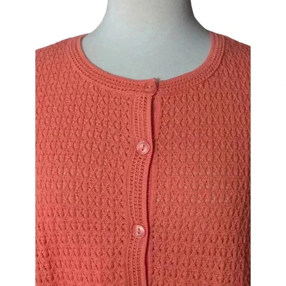 New Appleseed's Women's Small Coral Color Loose Knit Cardigan Sweater 3/4 - Picture 2 of 7
